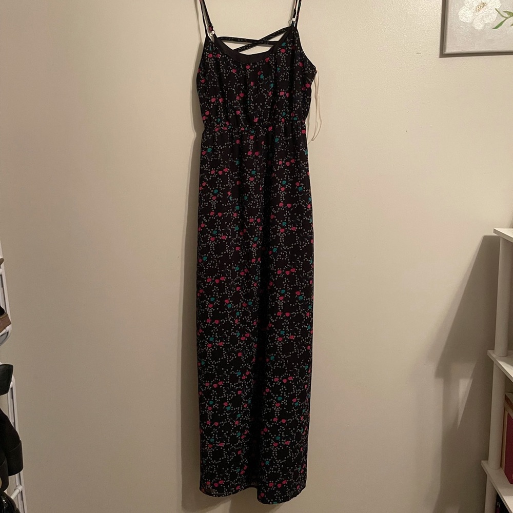 Black Maxi Dress with Heart Shaped Patterns